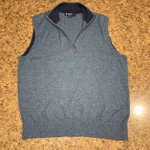 EUC Cremeaux 1/4 Zip Sweater Vest Medium Blue - Picture 3 of 3